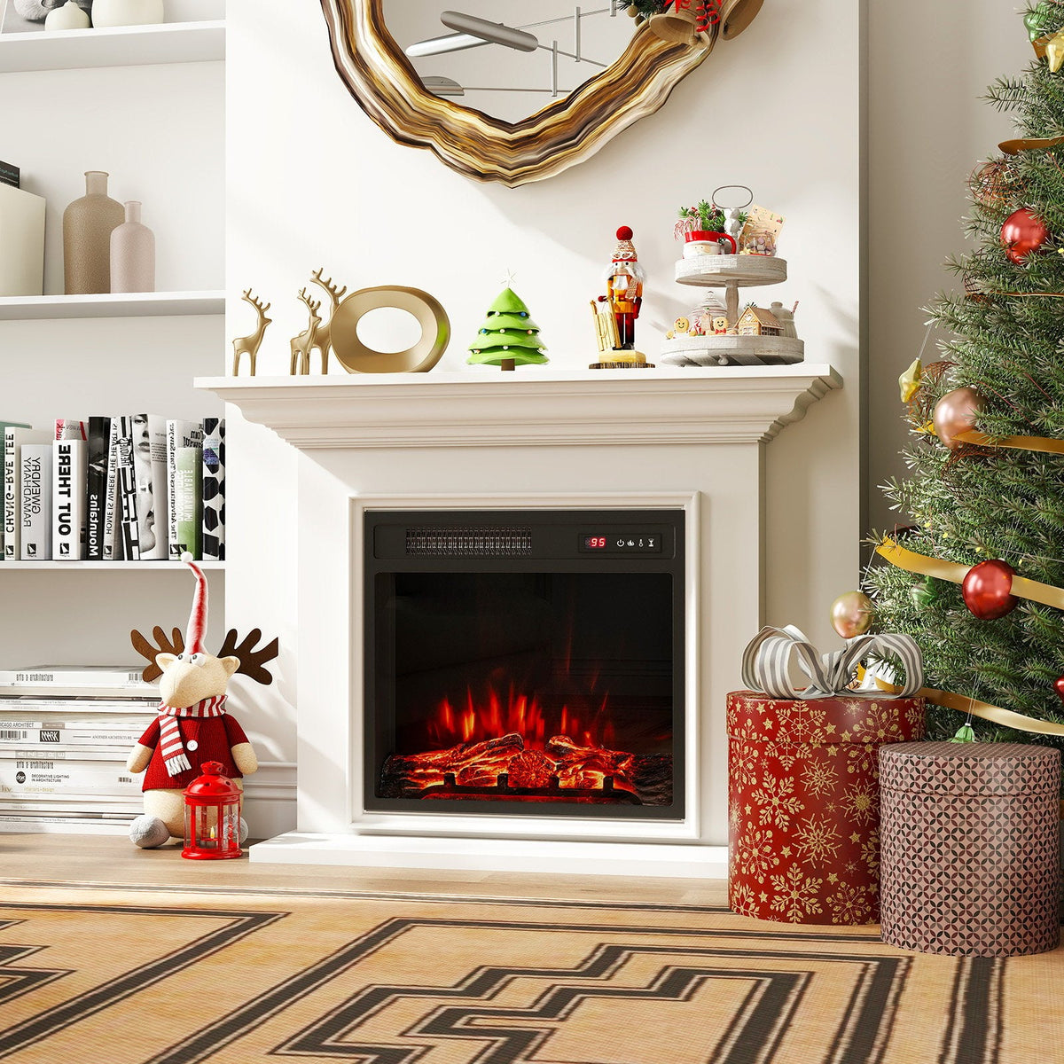 18 Inch Electric Fireplace Insert 750W/1500W Fireplace Heater with Remote Control
