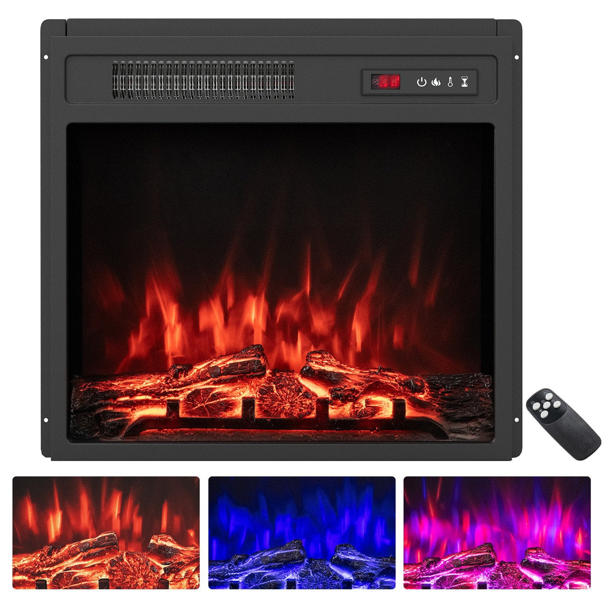 18 Inch Electric Fireplace Insert 750W/1500W Fireplace Heater with Remote Control