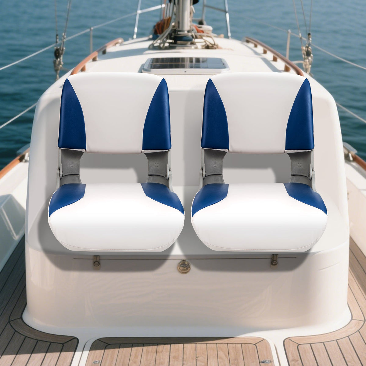 Fishing Boat Seat with High-density Sponge Cushion-Blue & White
