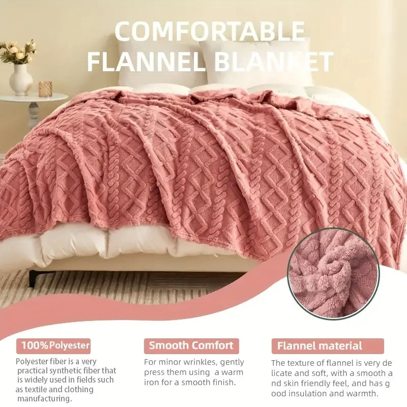 Luxury Plush Fleece Throw Blanket - Ultra Warm Dense Weave Flannel Sofa Bed Cover