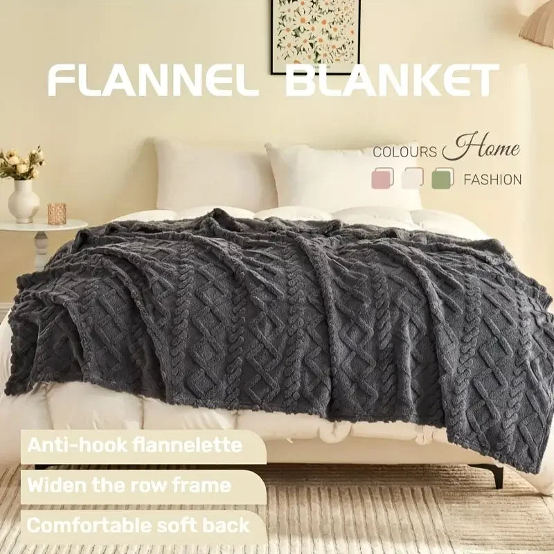 Luxury Plush Fleece Throw Blanket - Ultra Warm Dense Weave Flannel Sofa Bed Cover