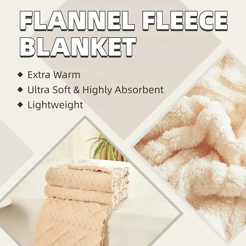 Luxury Plush Fleece Throw Blanket - Ultra Warm Dense Weave Flannel Sofa Bed Cover