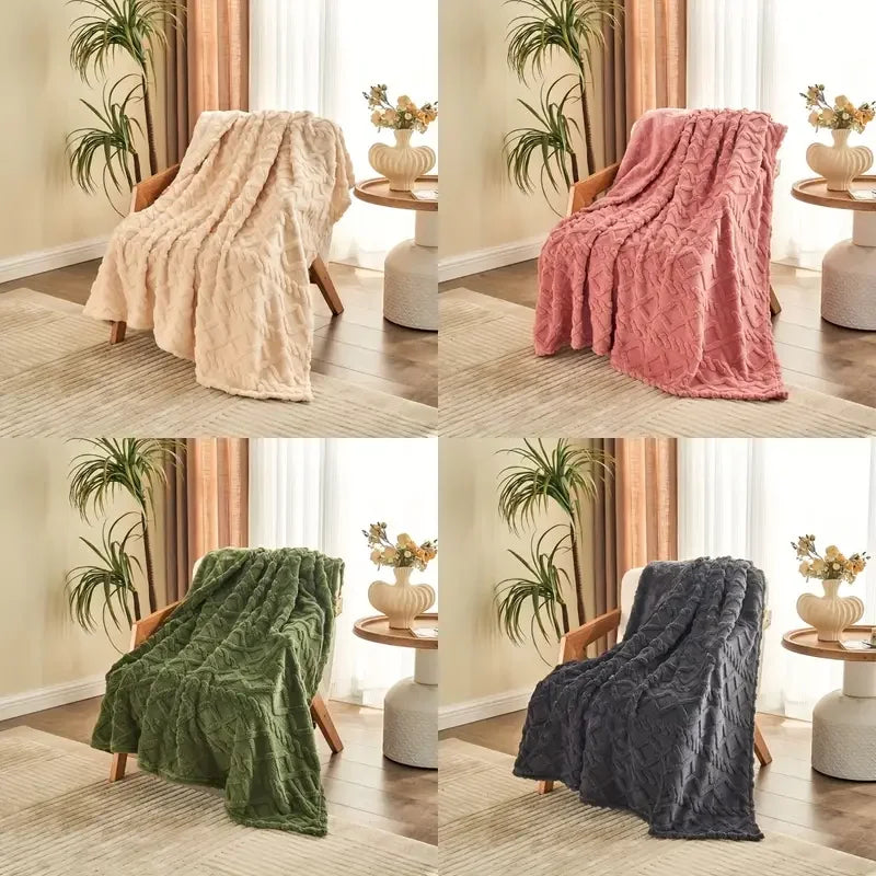 Luxury Plush Fleece Throw Blanket - Ultra Warm Dense Weave Flannel Sofa Bed Cover