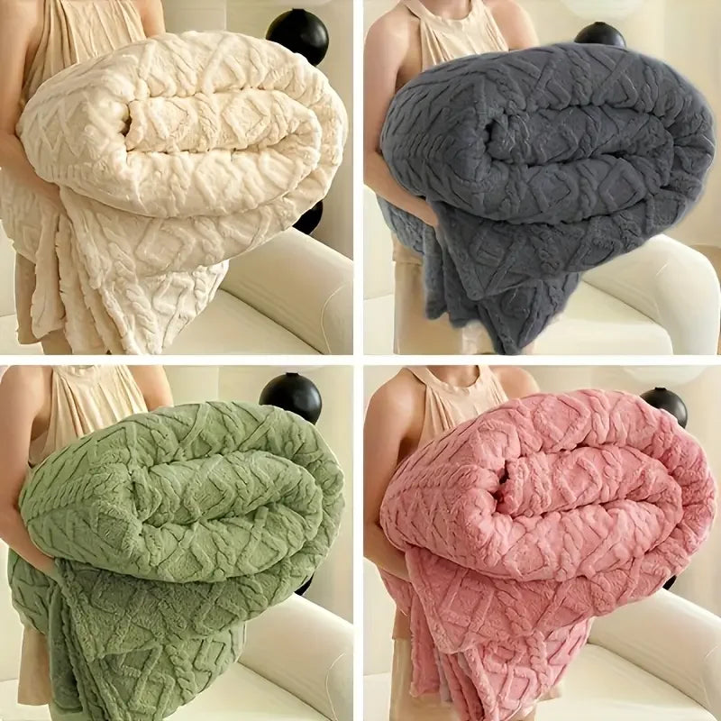 Luxury Plush Fleece Throw Blanket - Ultra Warm Dense Weave Flannel Sofa Bed Cover