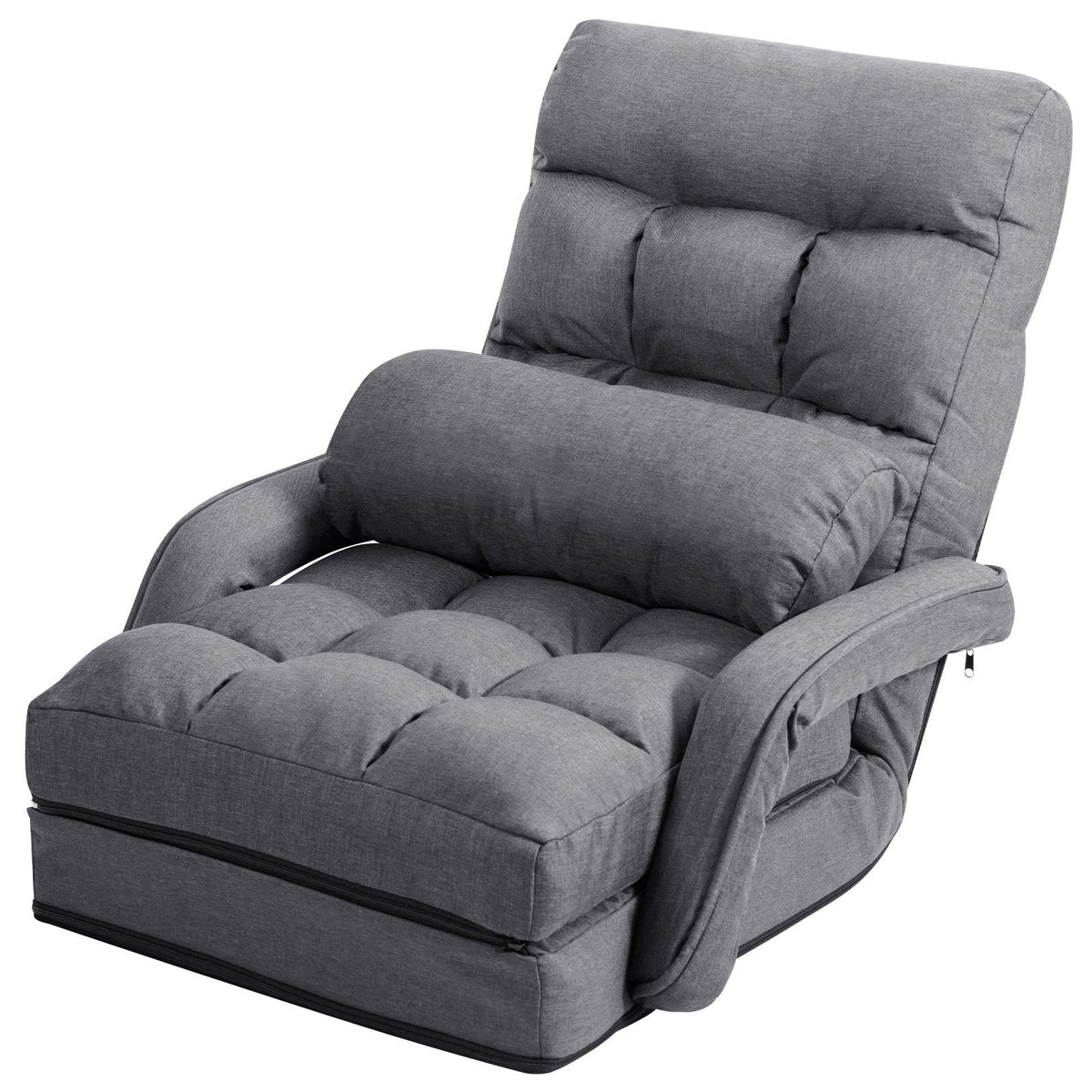 Adjustable Folding Floor Lazy Chair with Pillow-Blue
