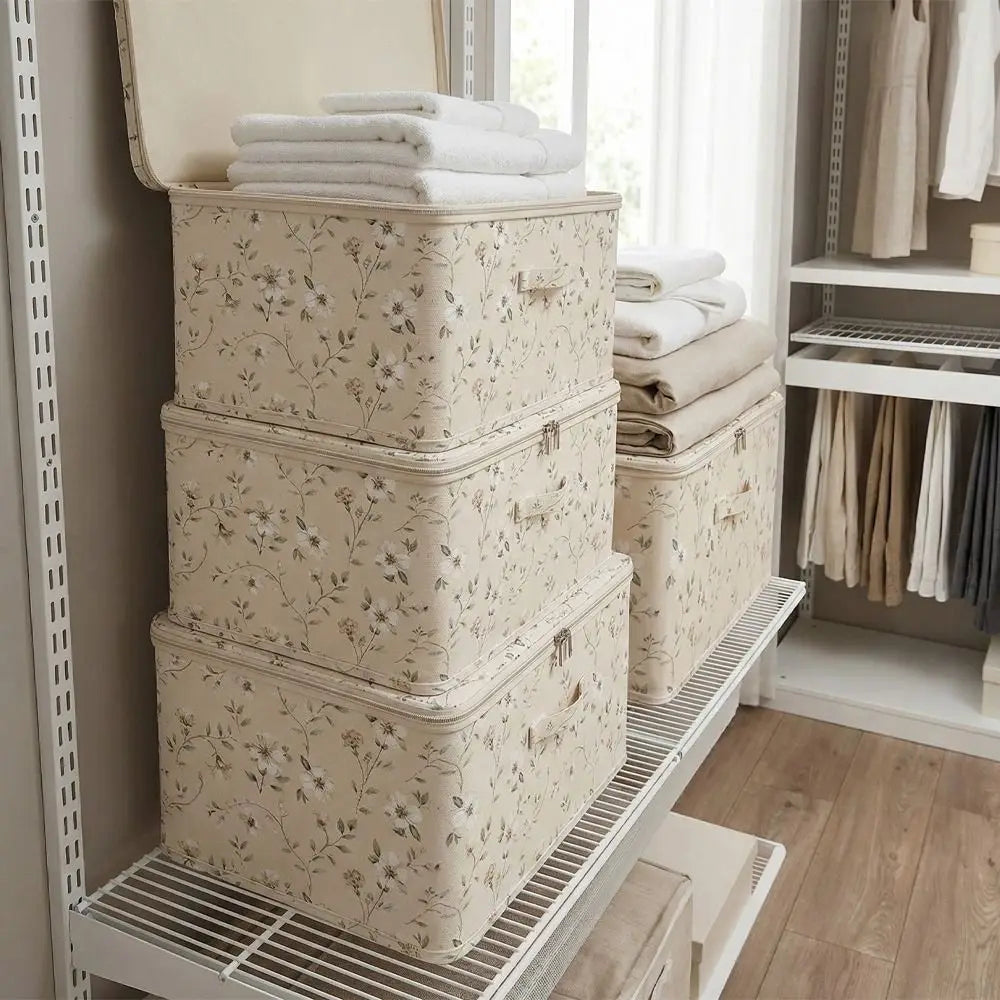Floral Foldable Clothes Storage Box - Wardrobe Organiser Large Flower Home Decor