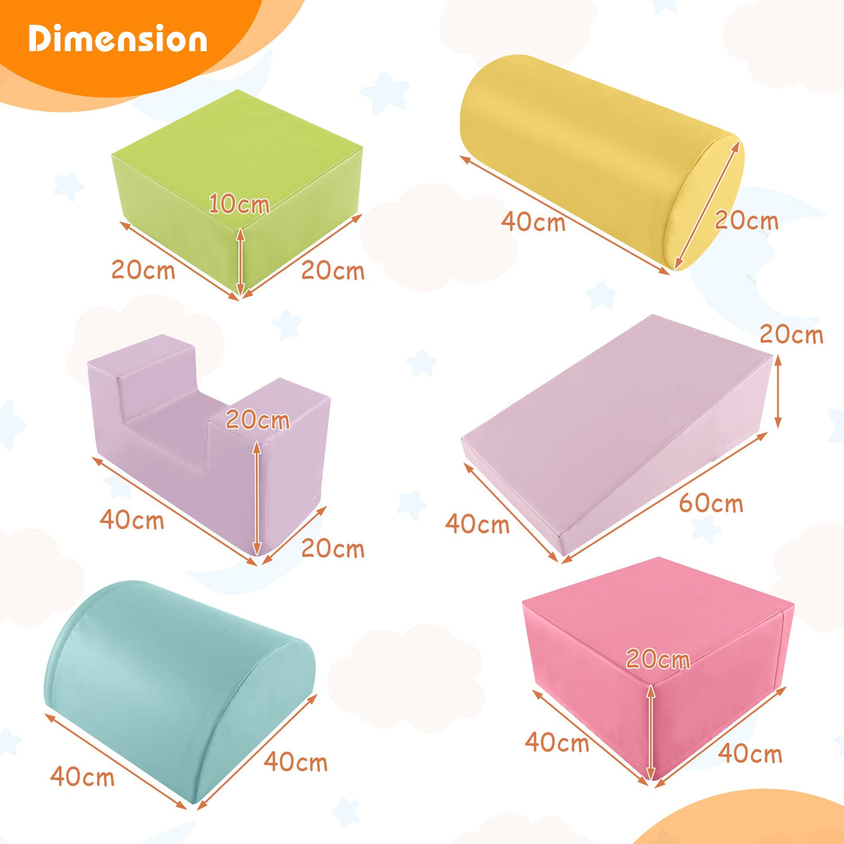 Foam Climbing Blocks with PU Cover for 1-3 Toddlers-Blue