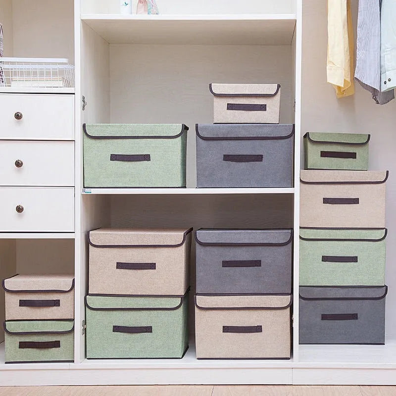 Foldable Fabric Drawer Organiser - Dustproof Storage Box with Handle Home Wardrobe