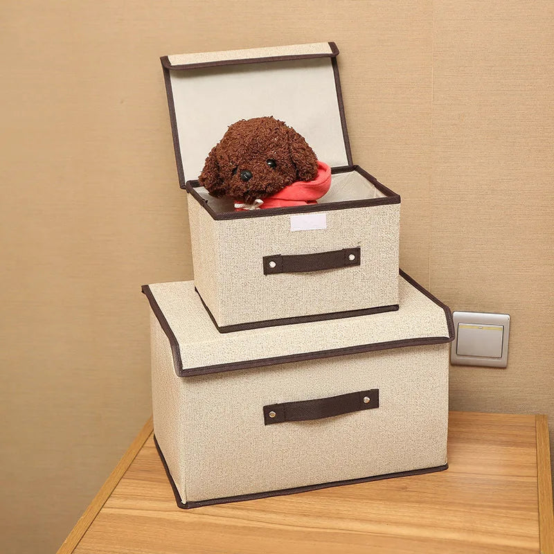 Foldable Fabric Drawer Organiser - Dustproof Storage Box with Handle Home Wardrobe