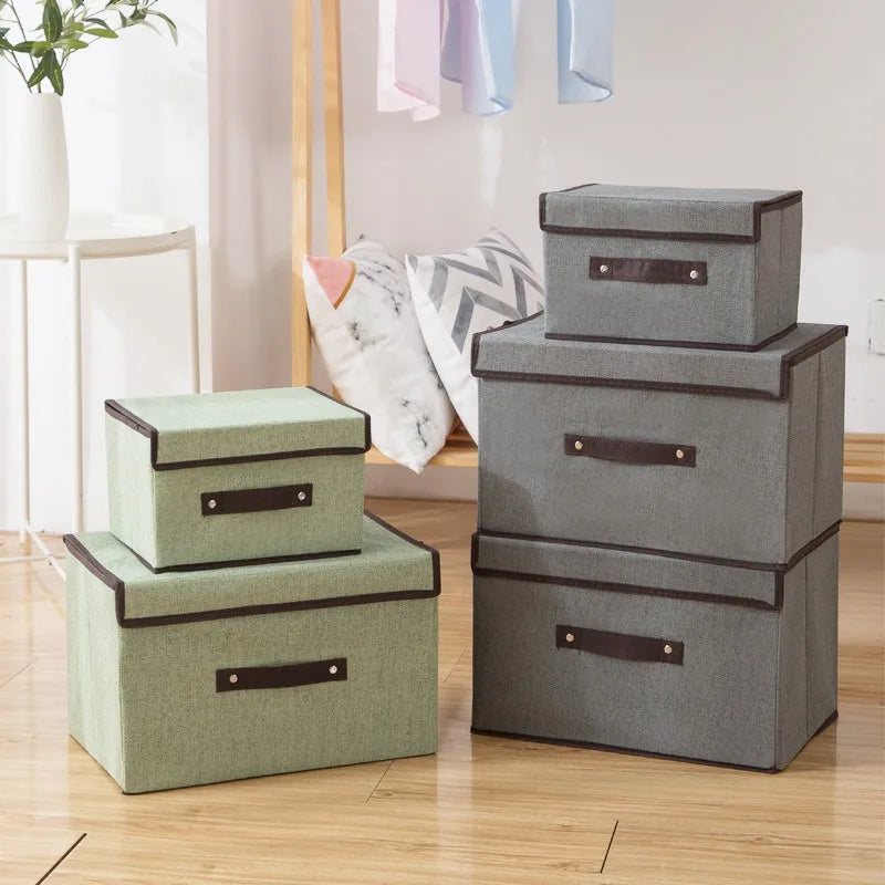 Foldable Fabric Drawer Organiser - Dustproof Storage Box with Handle Home Wardrobe