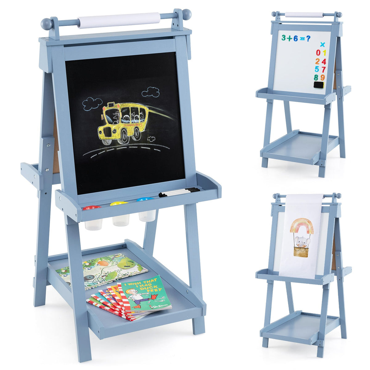3-in-1 Double-sided Art Easel Foldable Easel for Kids-White