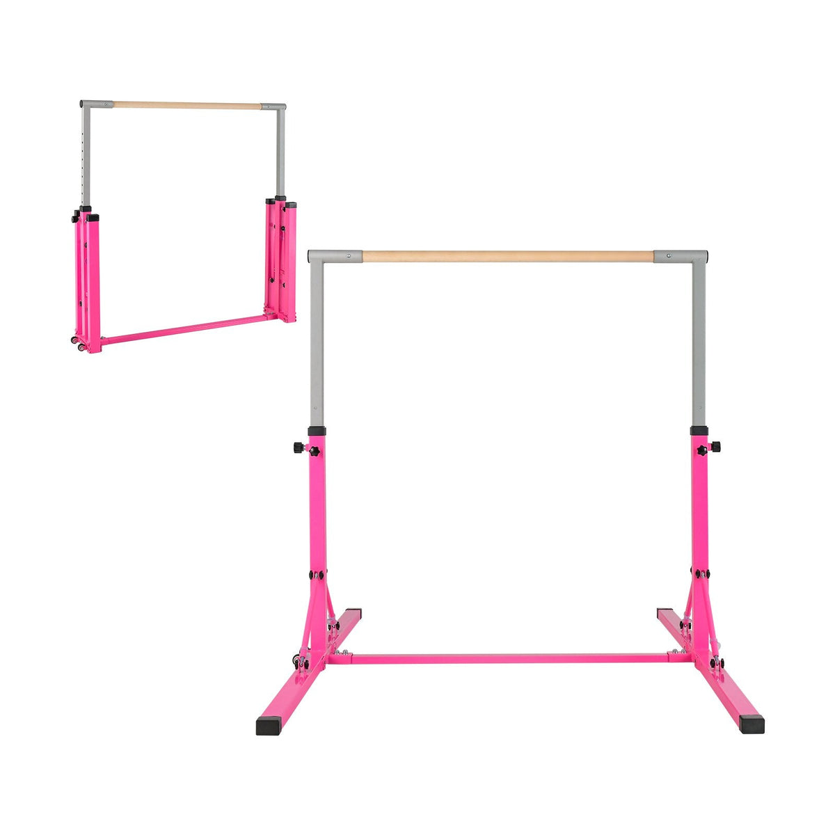 Kids Foldable Gymnastics Bar with 13 Adjustable Height-Blue