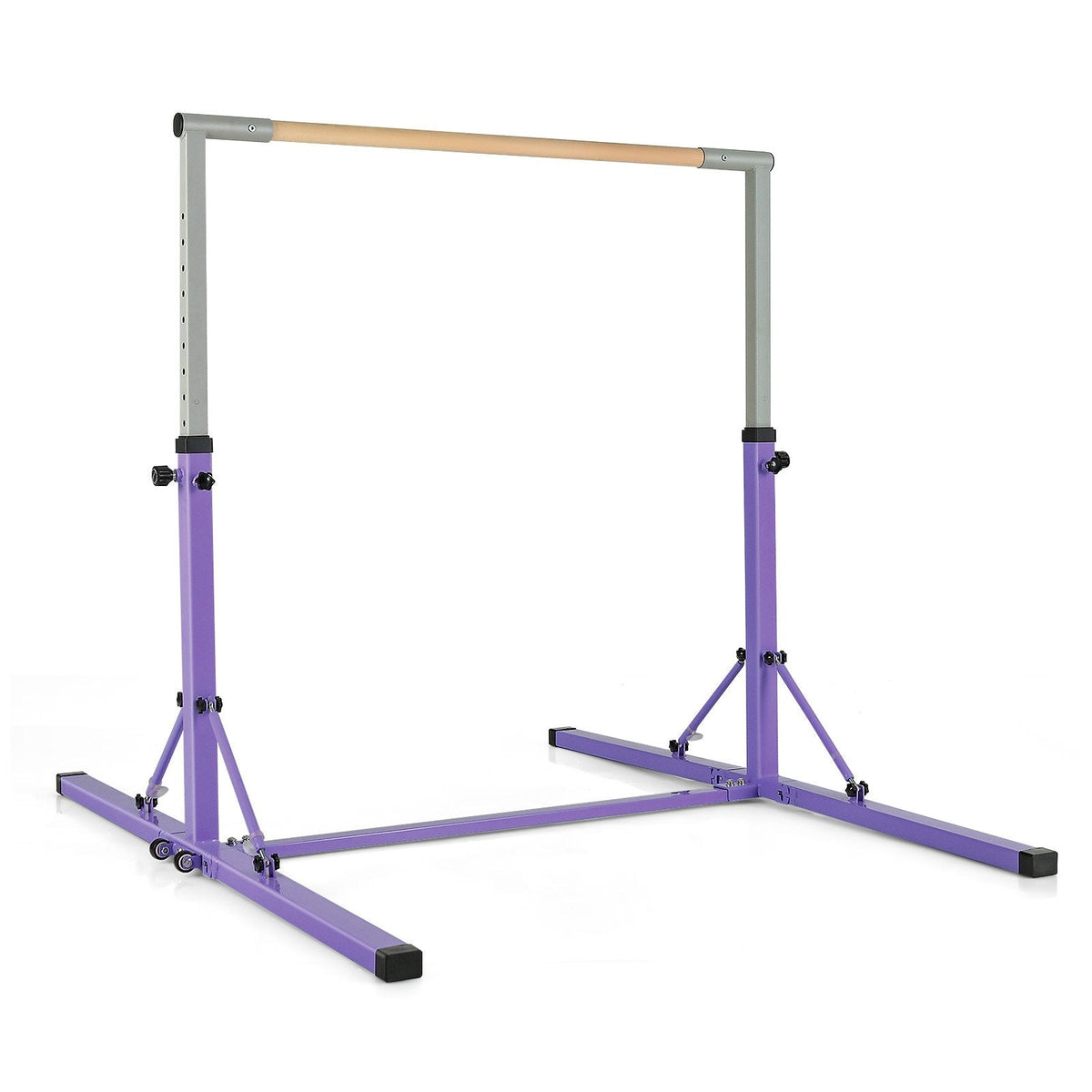 Kids Foldable Gymnastics Bar with 13 Adjustable Height-Blue