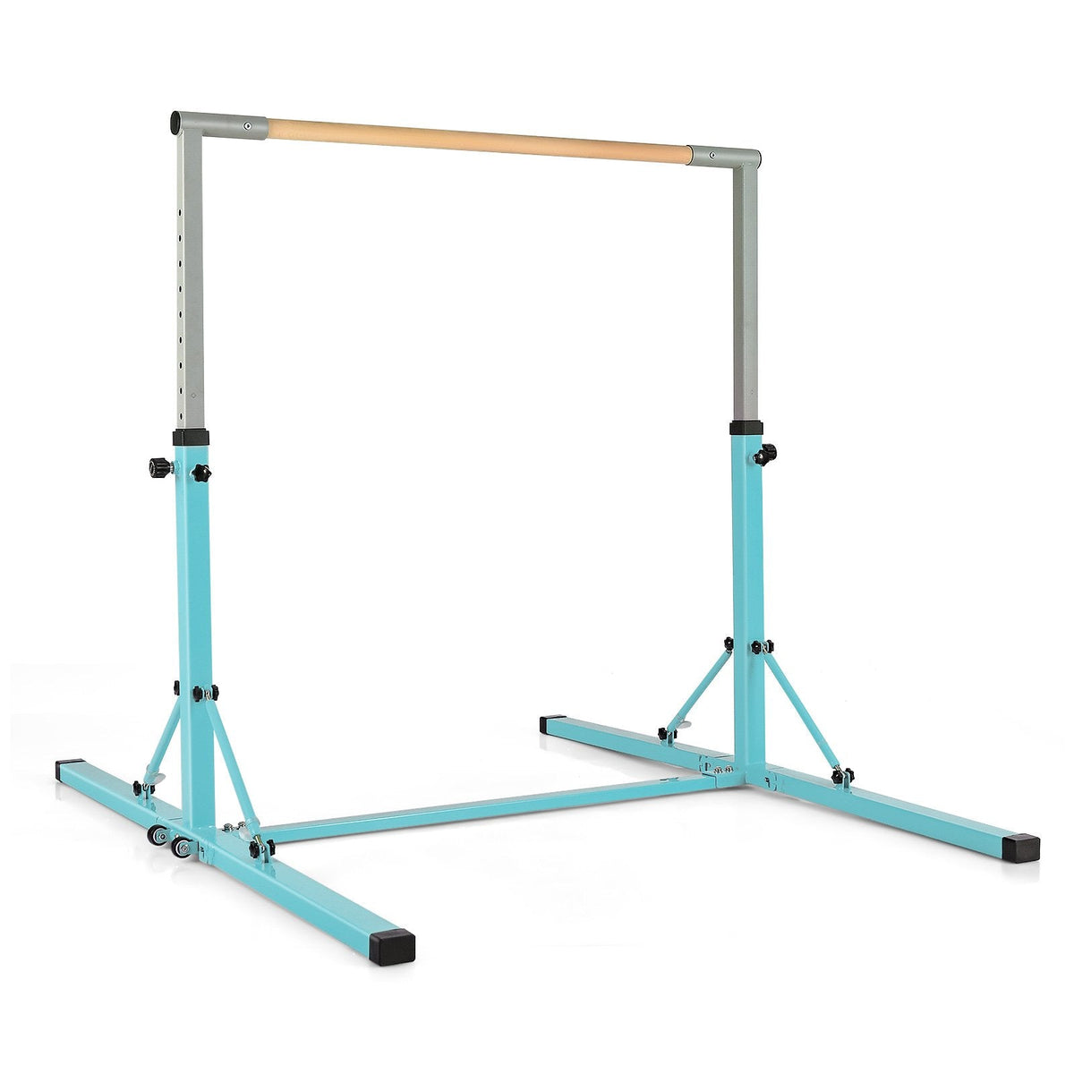 Kids Foldable Gymnastics Bar with 13 Adjustable Height-Blue