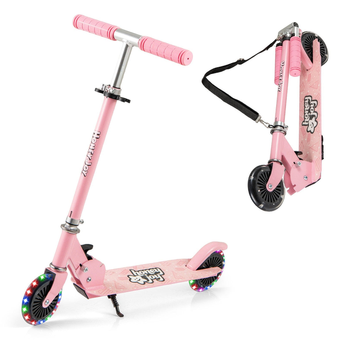 Foldable Kids Scooter Adjustable with Lighted Wheels and Kickstand-Blue