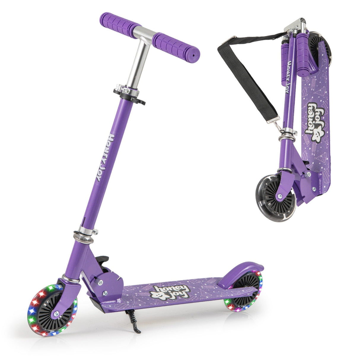 Foldable Kids Scooter Adjustable with Lighted Wheels and Kickstand-Blue