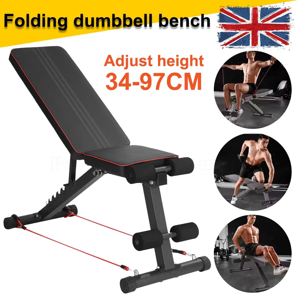 Foldable Adjustable Workout Bench Dumbbell Weight Seat Home Fitness Equipment