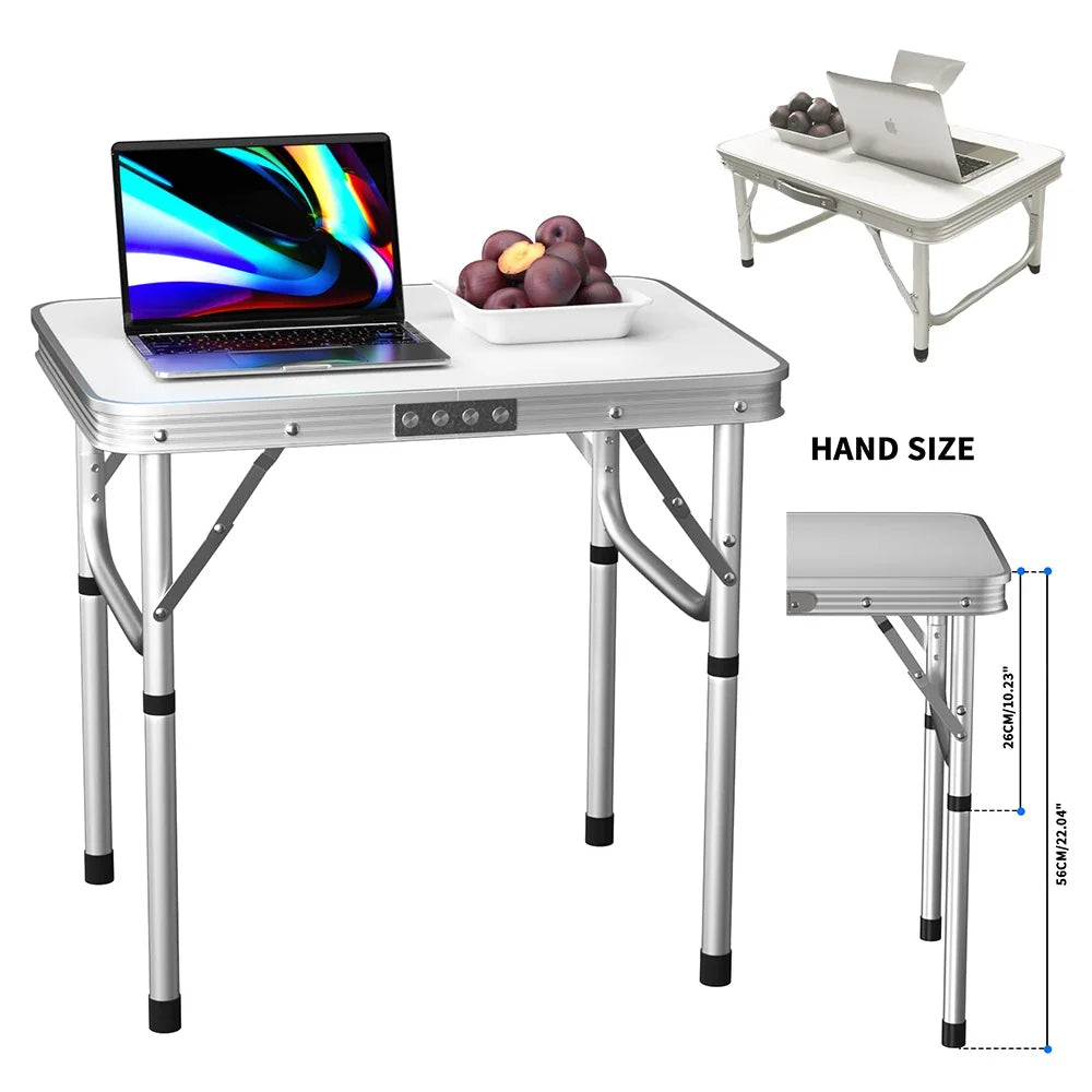 Folding Picnic Table Outdoor Portable – Adjustable Height Compact Camping Table