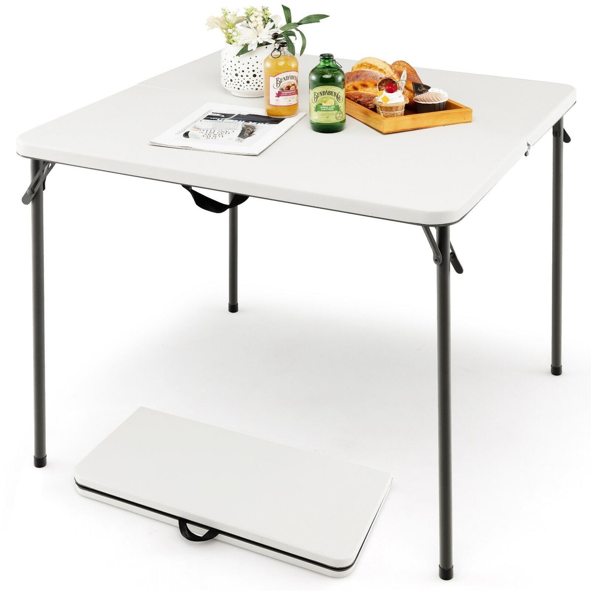 Folding Camping Table with Handle for Indoor Outdoor Use-Grey