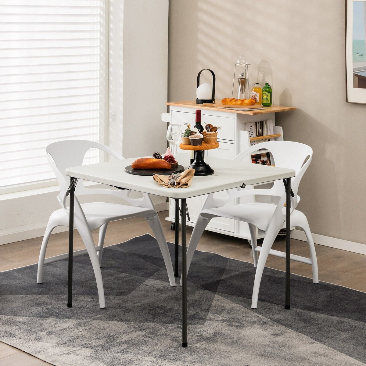Folding Camping Table with Handle for Indoor Outdoor Use-Grey