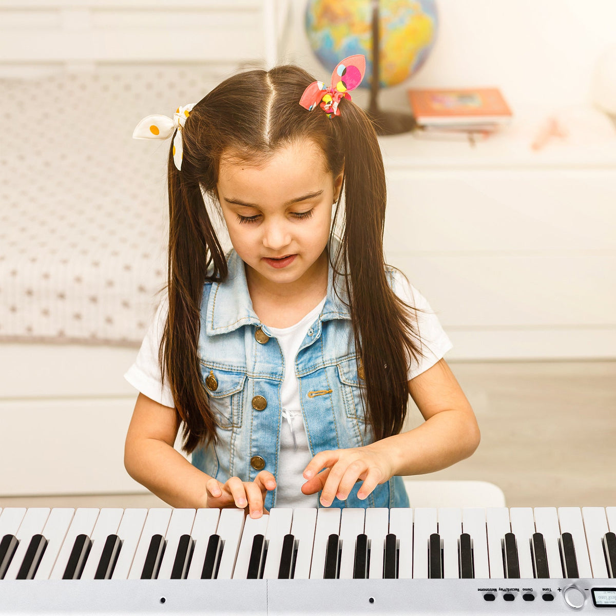 88-Key Folding Electric Piano Keyboard with Full-Size Lighted Key-Black