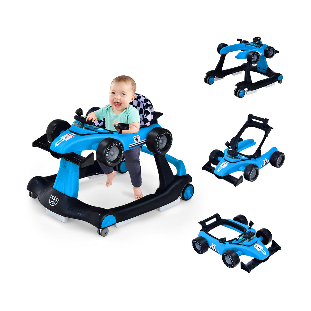 4-in-1 Baby Push Walker with Adjustable Height and Speed-Black
