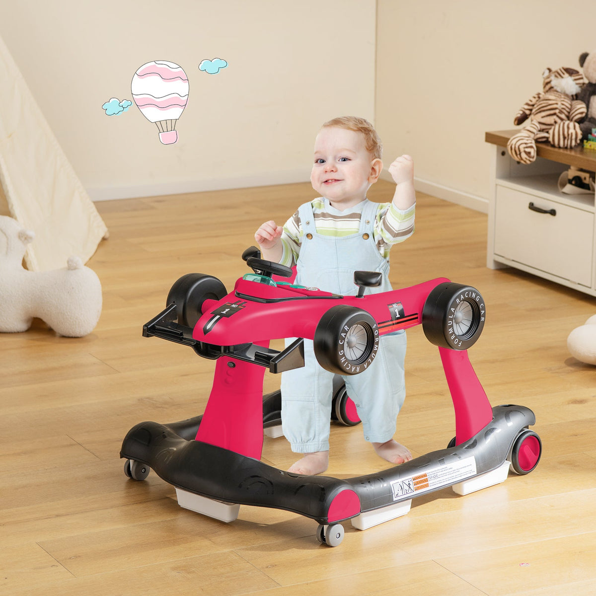 4-in-1 Baby Push Walker with Adjustable Height and Speed-Black