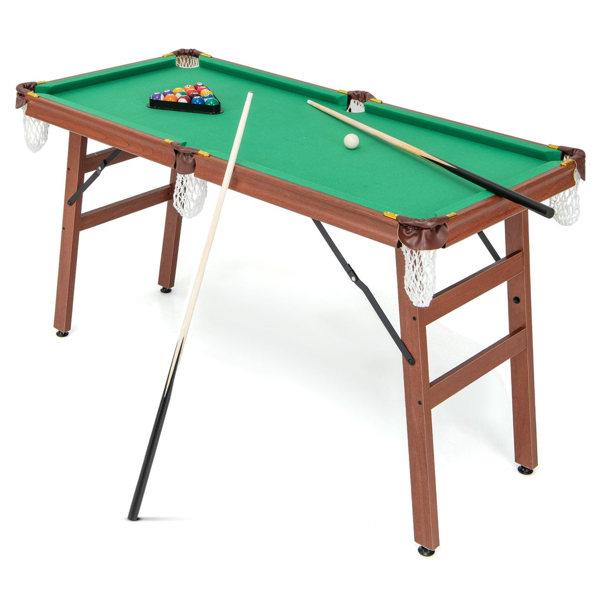 Folding Billiards Table Set with Foldable Legs and Adjustable Foot Levelers