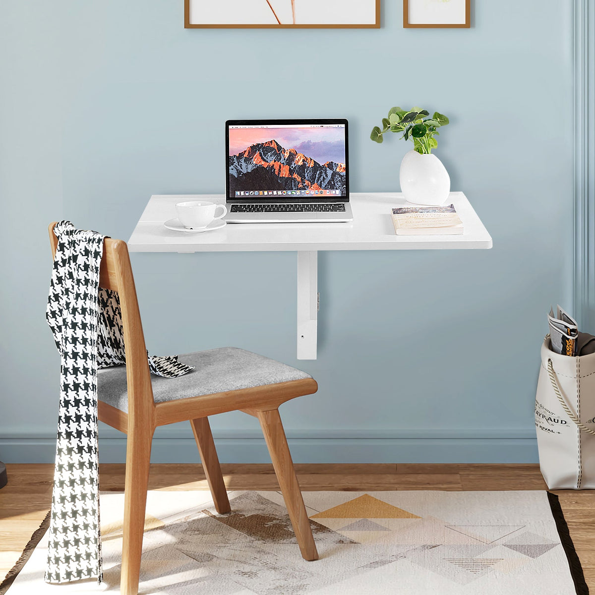 80 x 60 cm Wall Mounted Folding Table Drop-Leaf Floating Writing Desk-Black