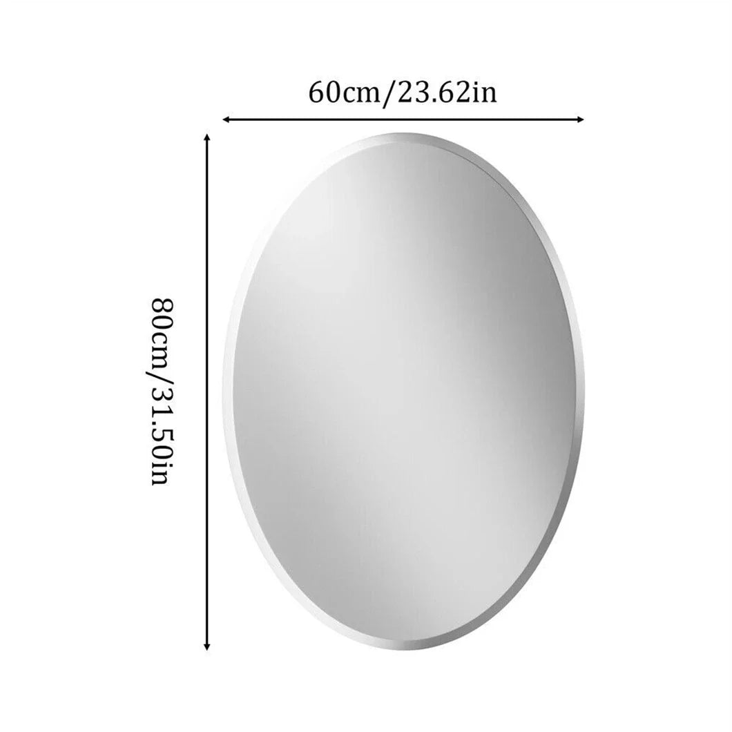 Frameless Oval Wall Mirror HD Bevelled Silver Edge Vanity Mirror Bathroom Large