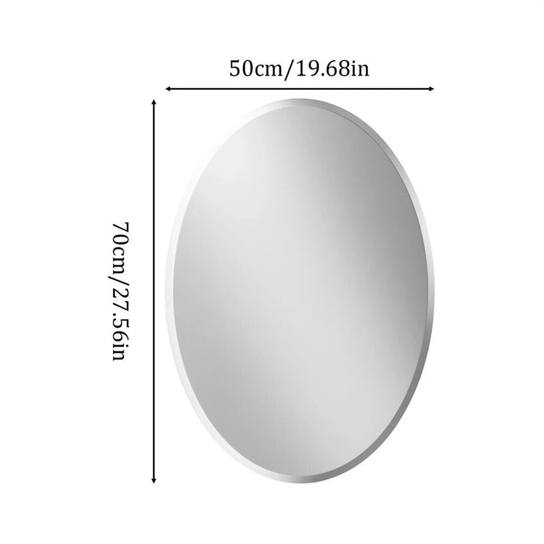 Frameless Oval Wall Mirror HD Bevelled Silver Edge Vanity Mirror Bathroom Large