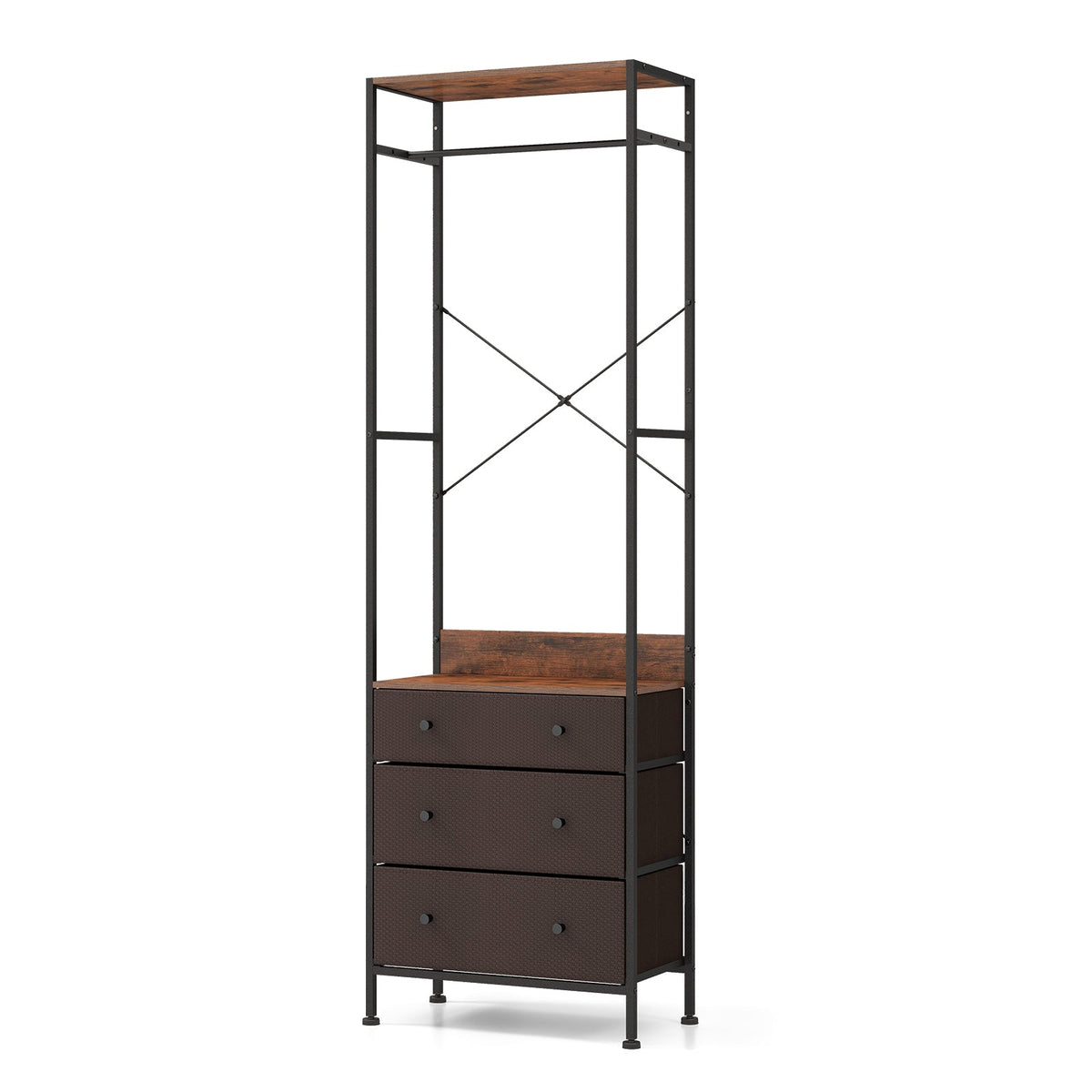 Freestanding Closet Organizer Clothes Rack with Drawers-Black