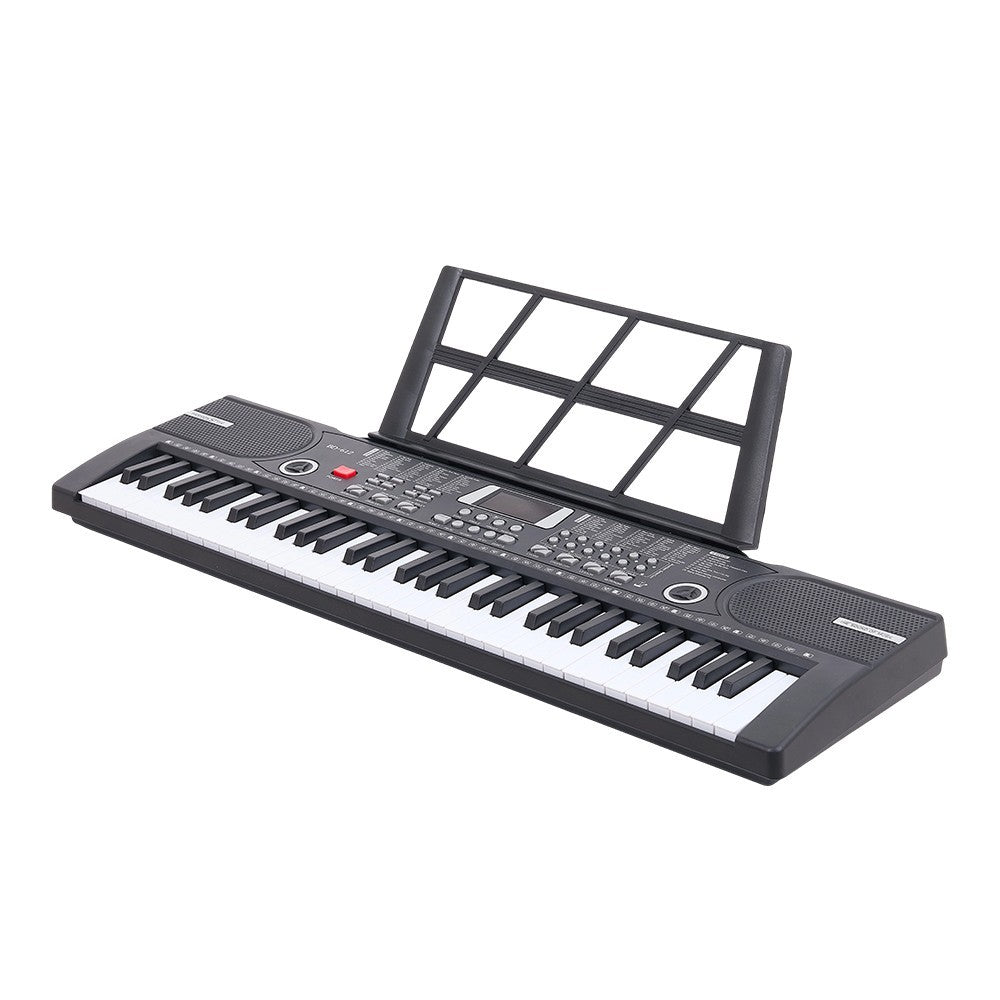 61 Keys Electronic Keyboard Piano Full Size Digital Music Set Microphone Stand Black