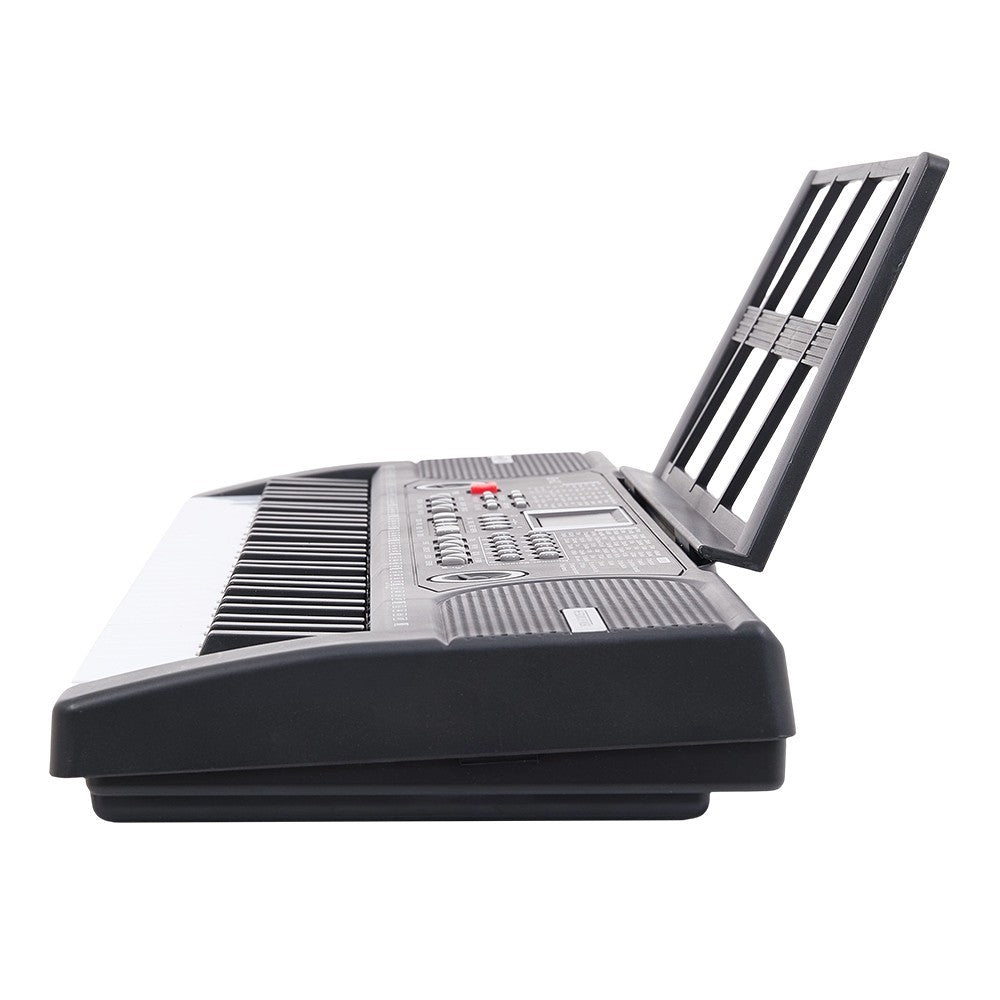61 Keys Electronic Keyboard Piano Full Size Digital Music Set Microphone Stand Black