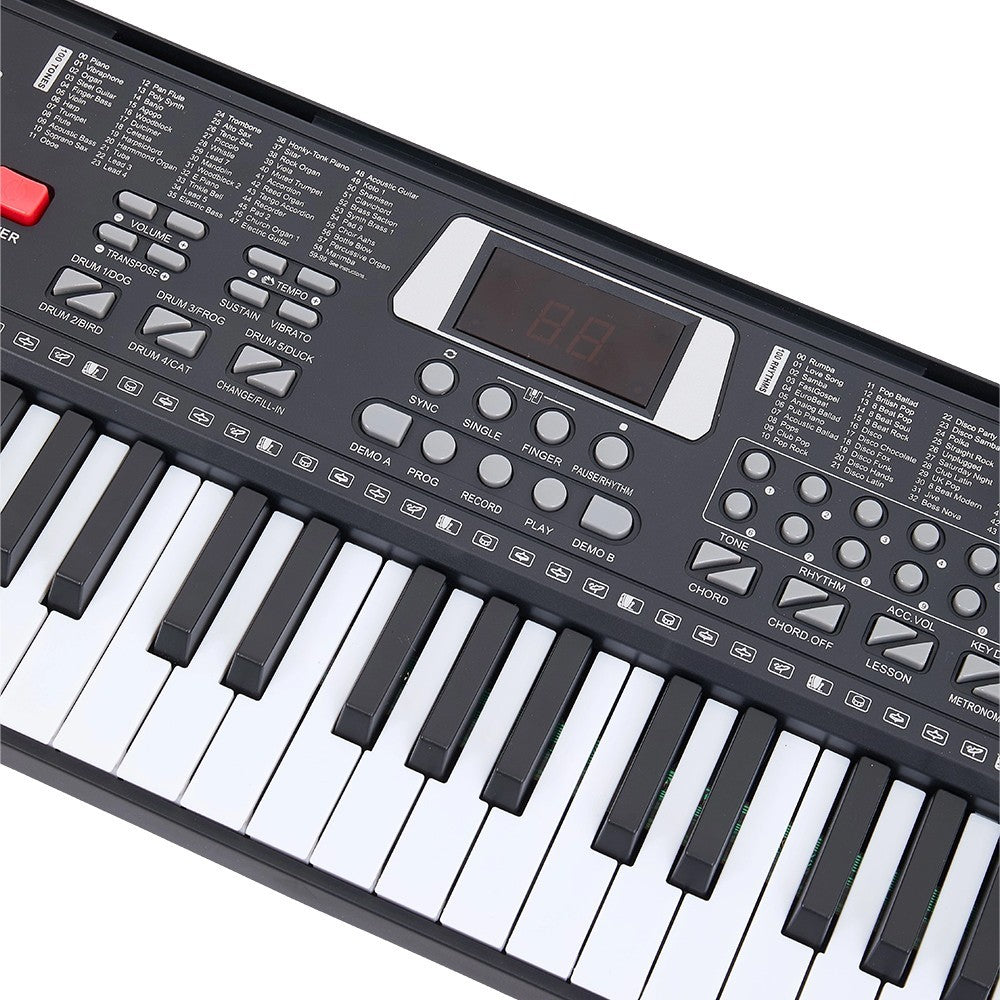61 Keys Electronic Keyboard Piano Full Size Digital Music Set Microphone Stand Black