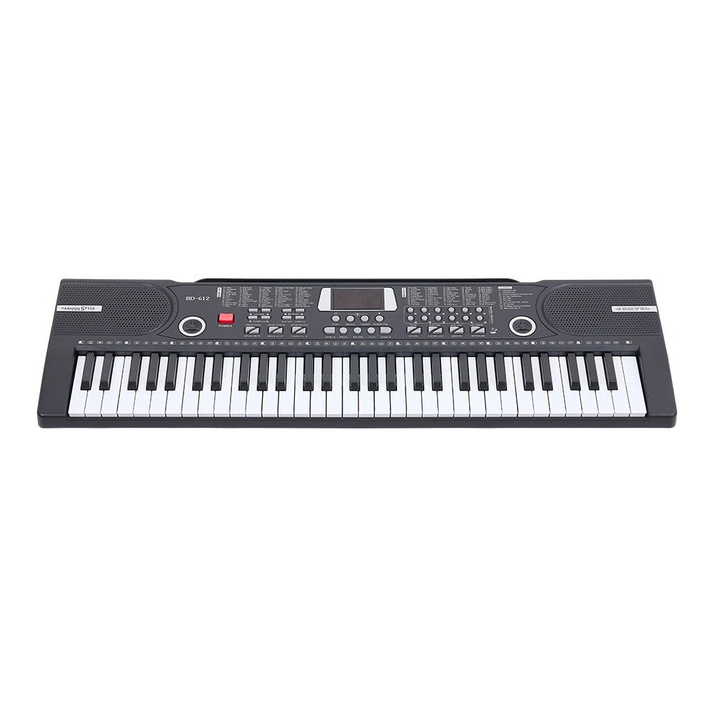 61 Keys Electronic Keyboard Piano Full Size Digital Music Set Microphone Stand Black