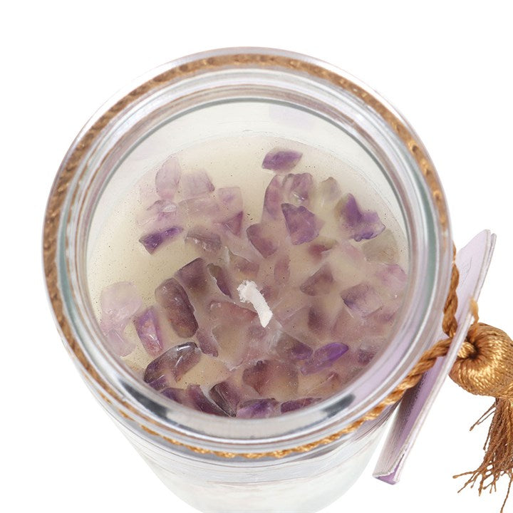 Selene Goddess Tube Candle with Amethyst Crystals