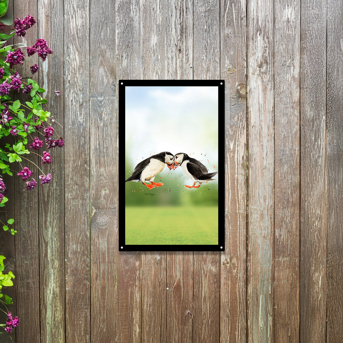 Puffin Couple Garden Mirror