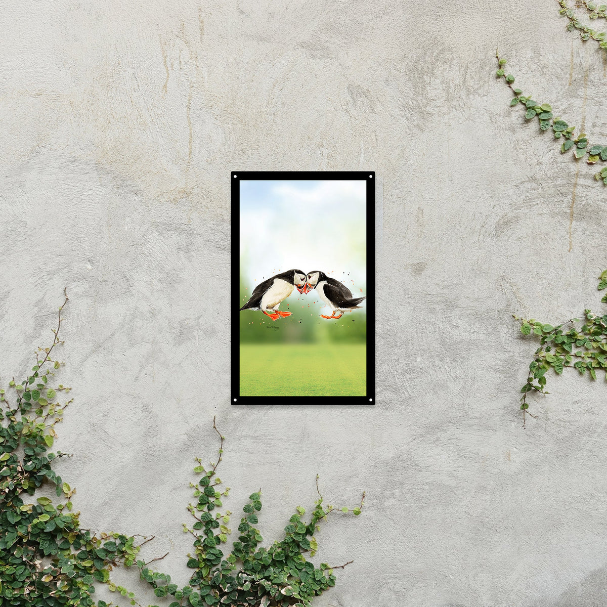 Puffin Couple Garden Mirror