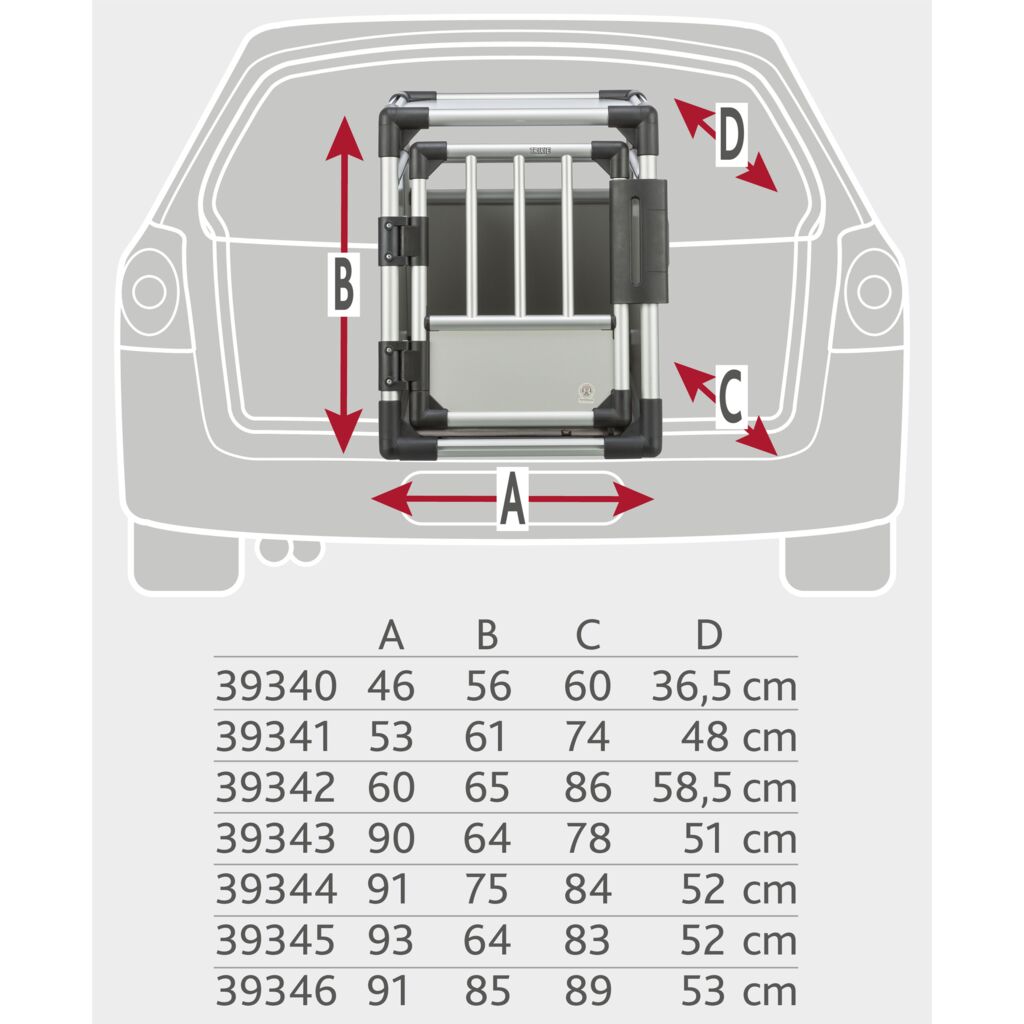 Trixie Transport Box, Aluminium – M: 53 × 61 × 74 cm, light grey/silver