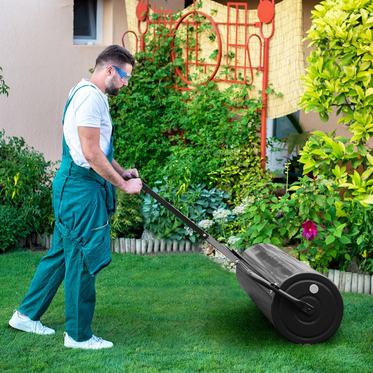 113L Metal Garden Lawn Roller-Black