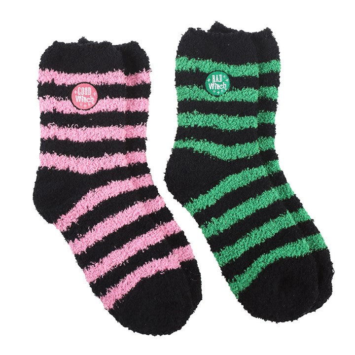 Set of 2 Good Witch and Bad Witch Fluffy Socks