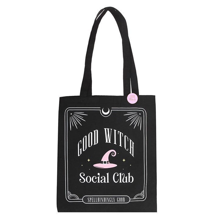 Good Witch Social Club Polycotton Tote Bag with Pin Badge