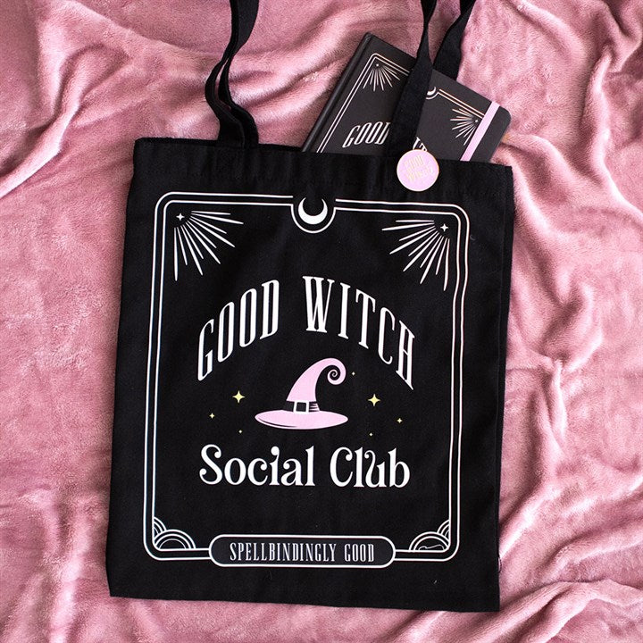 Good Witch Social Club Polycotton Tote Bag with Pin Badge