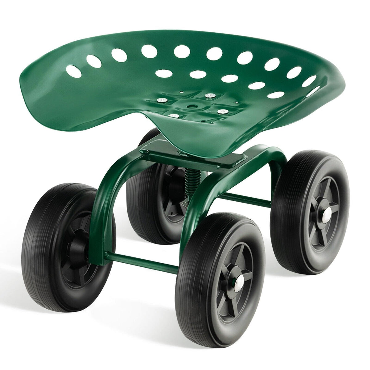 Rolling Garden Workseat with 360°Swivel Seat and Adjustable Height-Blue