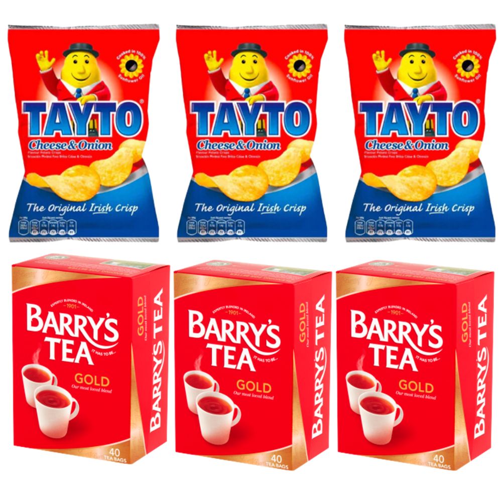 Geschenkbox „Geschmack Irlands“ – Tayto Chips & Barry's Tee