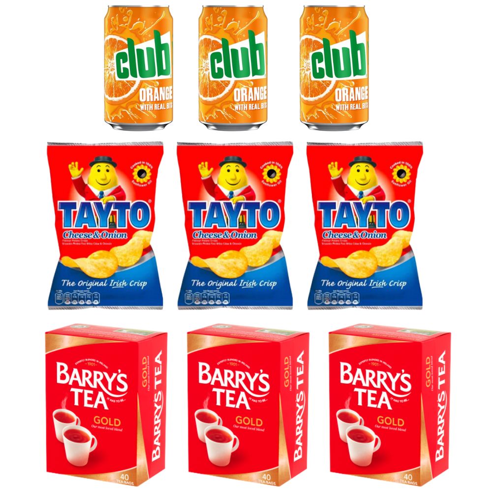 Geschenkbox „Taste of Ireland“ | Tayto, Barry’s Tea & Club Orange