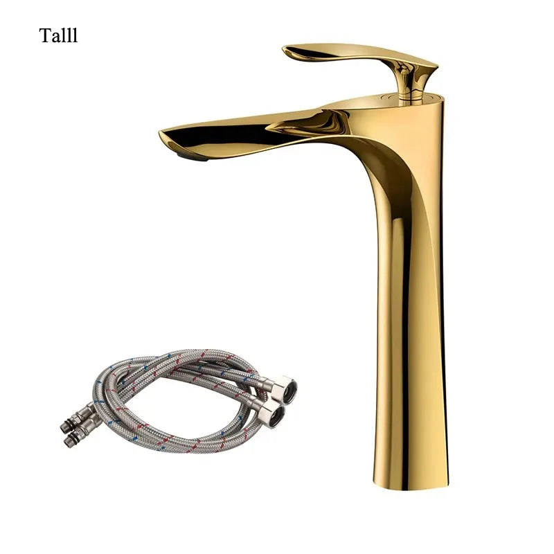 Gold/Chrome Maple Leaf Basin Faucet Tap Hot Cold Mixer Single Countertop Bathroom