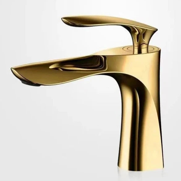 Gold/Chrome Maple Leaf Basin Faucet Tap Hot Cold Mixer Single Countertop Bathroom