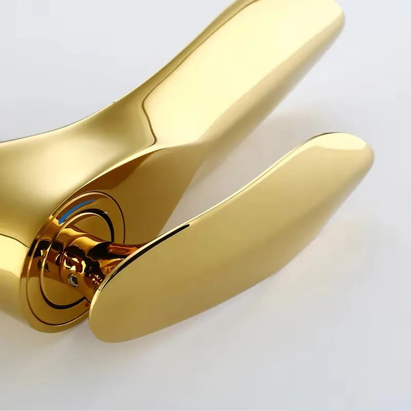 Gold/Chrome Maple Leaf Basin Faucet Tap Hot Cold Mixer Single Countertop Bathroom